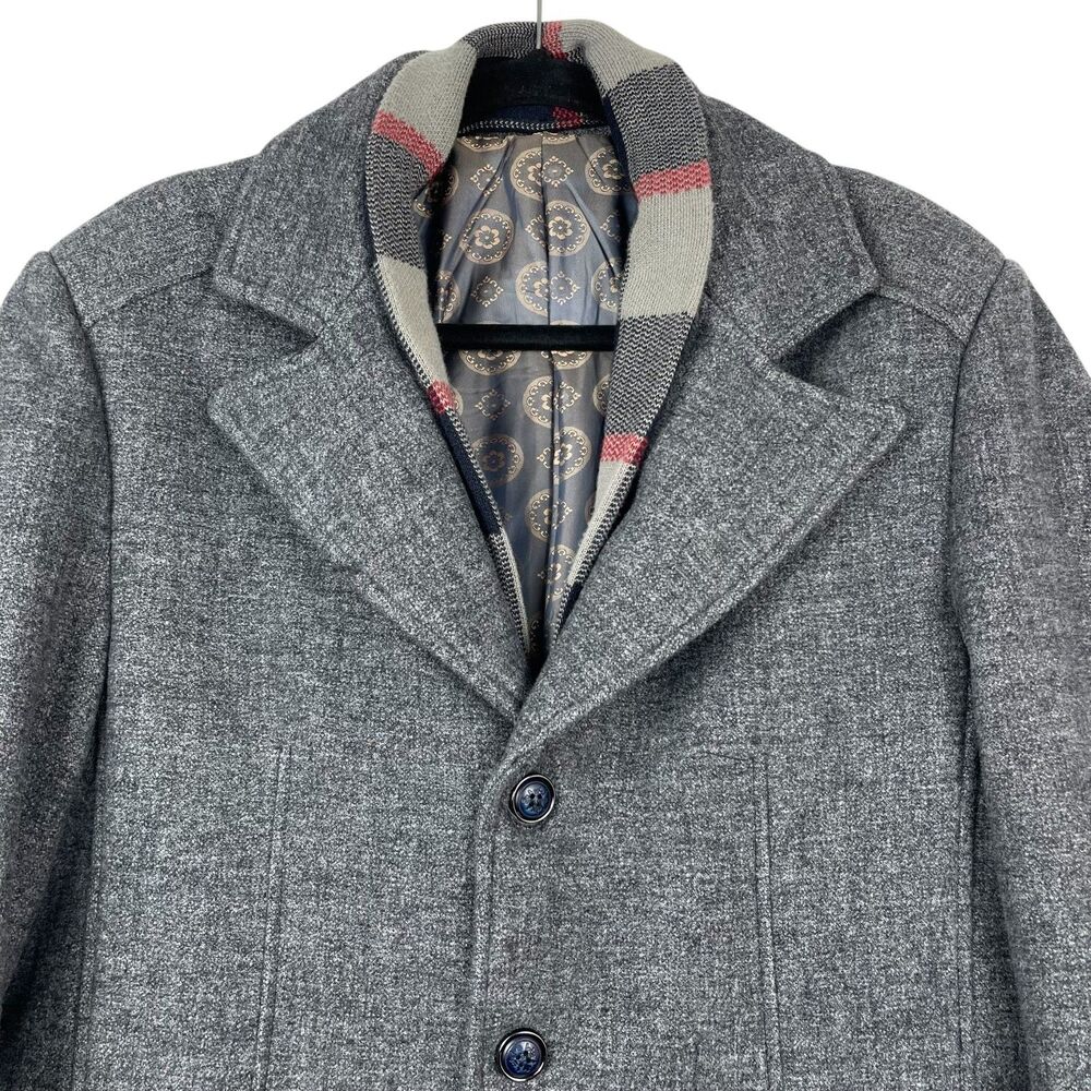 Playboy Men's Coat Medium Gray Wool Blend Button Front Lined Classic Overcoat - Picture 2 of 11
